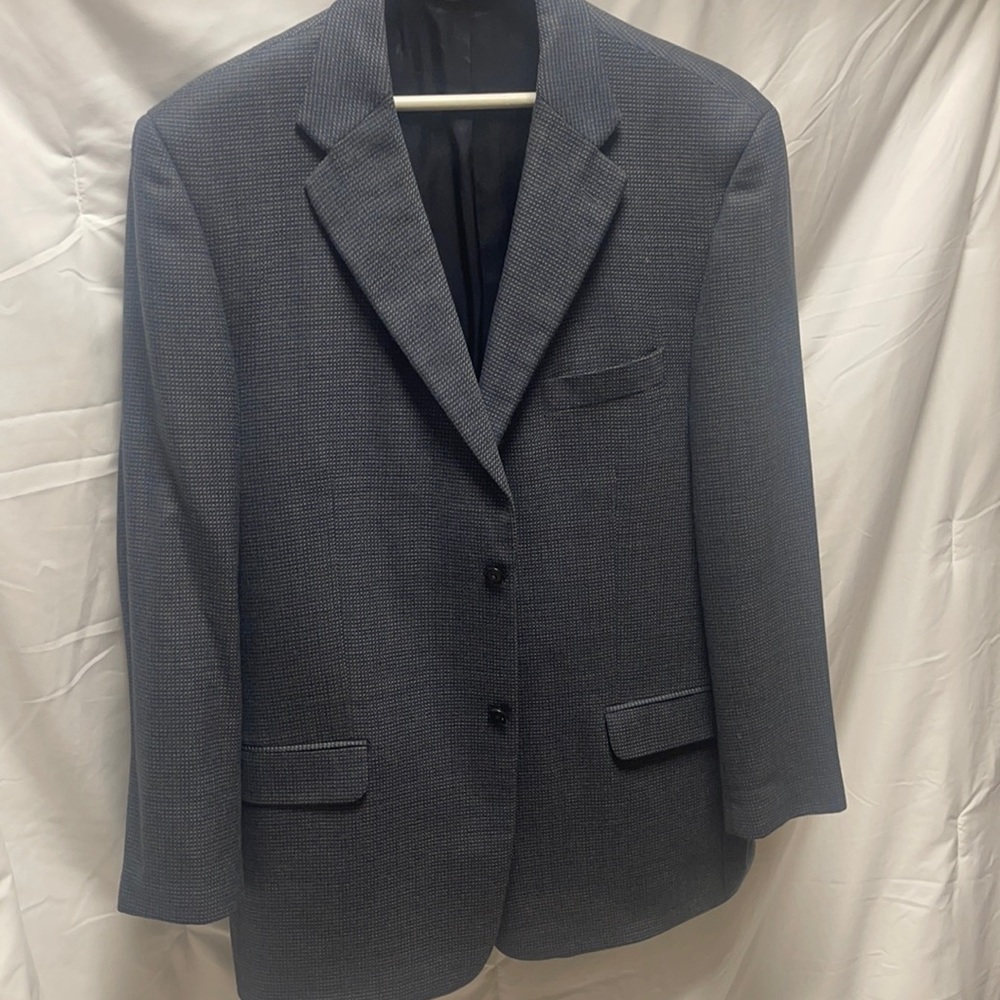 Navy, light blue and gold accented sport coat